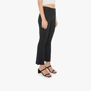 Mother petite hustler ankle fray black jeans